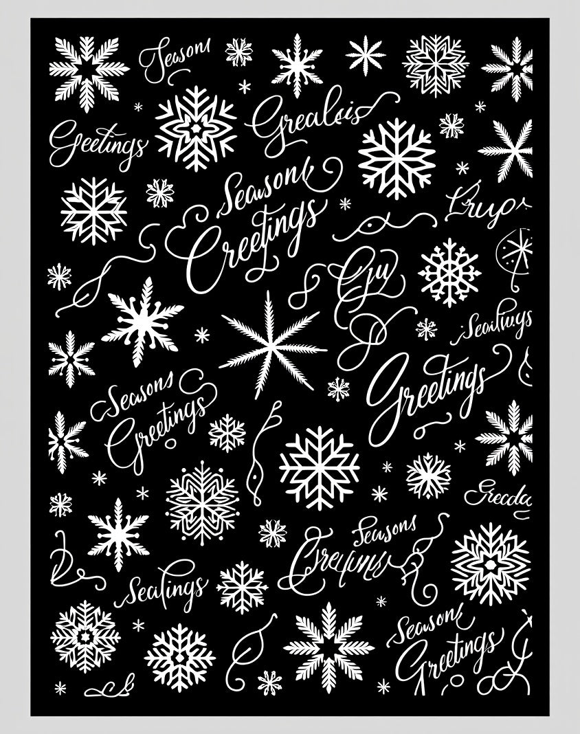 White Snowflakes Greetings Calligraphy Rug