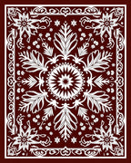 Rich Crimson Floral Lace Medallion Rug