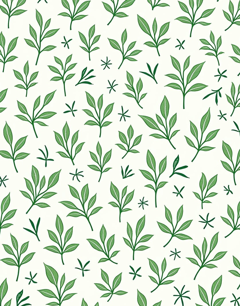 Simple Green Leaf Scatter Rug