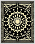 Black And Cream Sunburst Medallion Rug