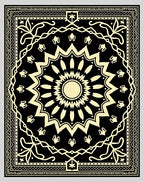 Black And Cream Sunburst Medallion Rug