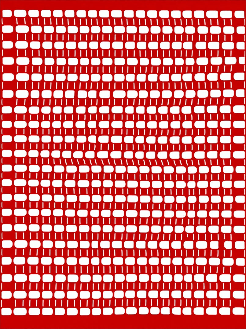Crimson White Interlocking Geometric Rug