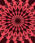 Crimson Sunburst Medallion Radiating Rug