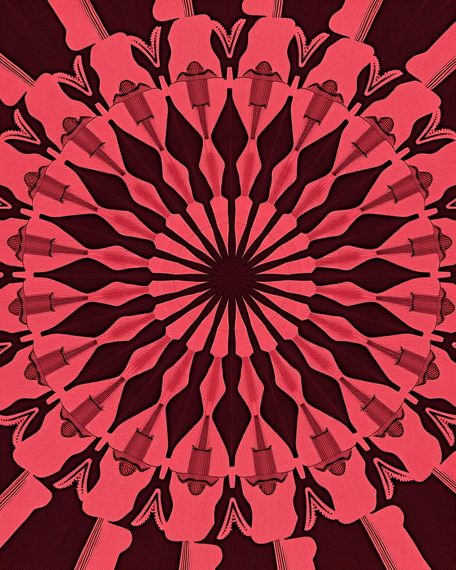 Crimson Sunburst Medallion Radiating Rug