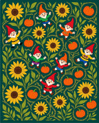 Whimsical Gnomes Sunflowers Pumpkin Garden Rug