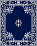 Navy White Snowflake Geometric Border Rug