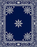 Navy White Snowflake Geometric Border Rug