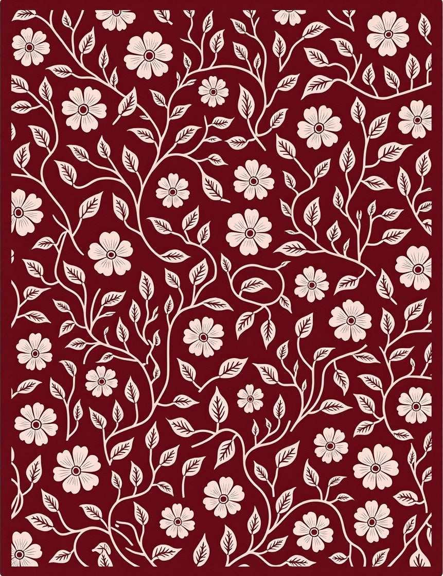 Cream Floral Vine Lattice Ruby Rug