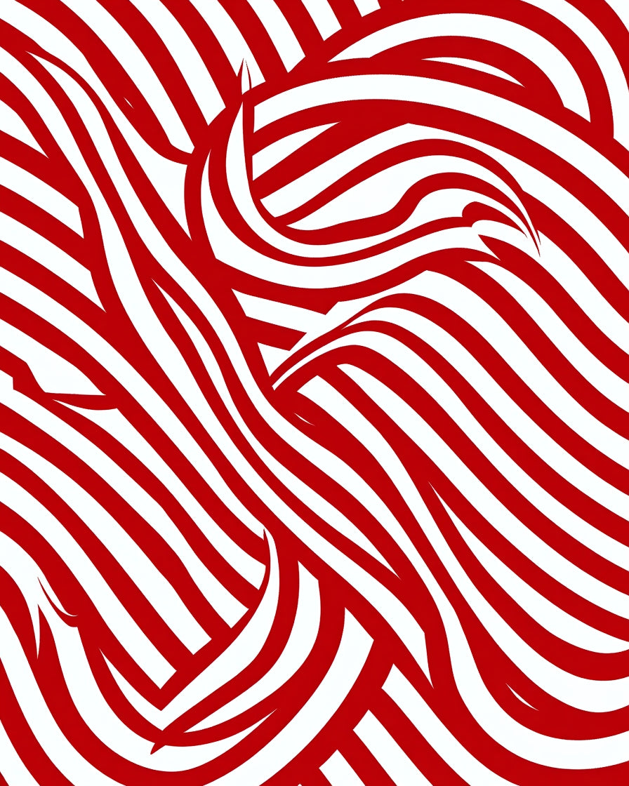 Crimson White Swirling Stripe Rug