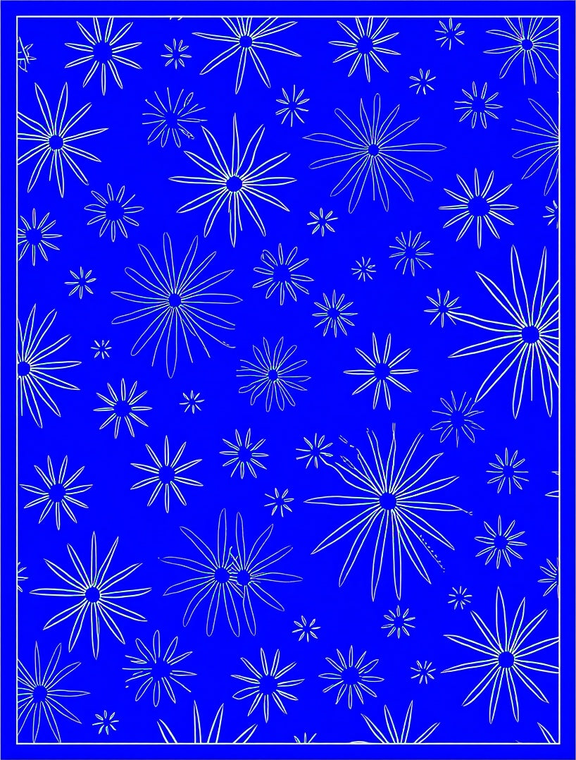 Vibrant Blue Starburst Bursting Rug
