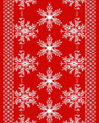 Crimson Snowflake Lattice Border Rug