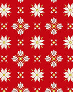 Bright Red Floral Starburst Tile Rug