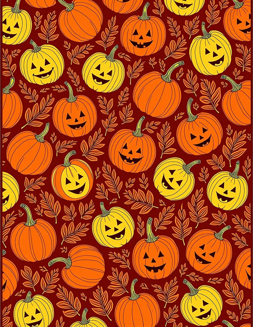 Autumn Jack O Lantern Pumpkin Foliage Rug