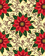 Crimson Floral Vine Scroll Rug
