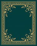 Ornate Teal Golden Leaf Border Rug