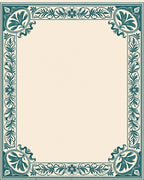 Teal Floral Border Scrollwork Frame Rug