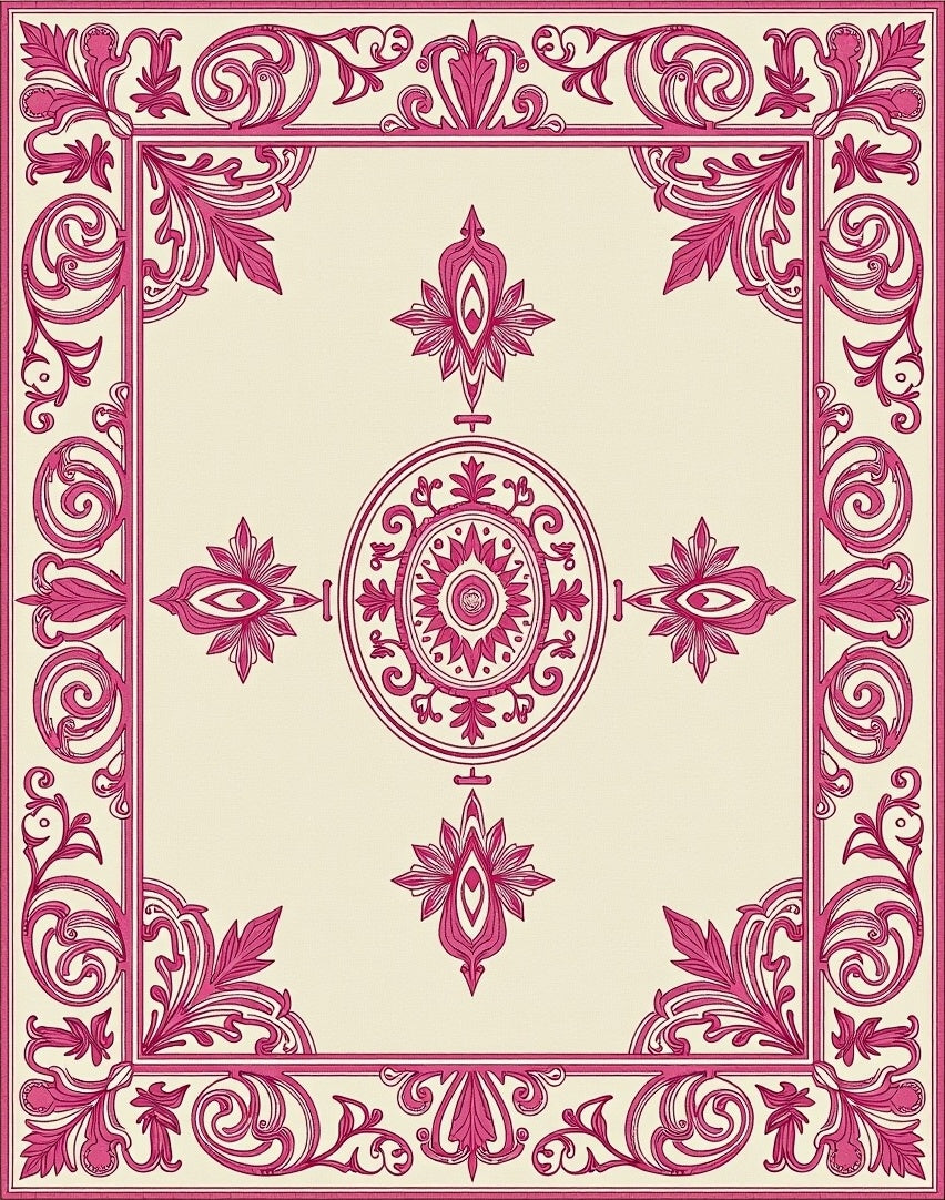 Crimson Ornate Floral Medallion Rug