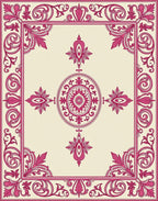 Crimson Ornate Floral Medallion Rug