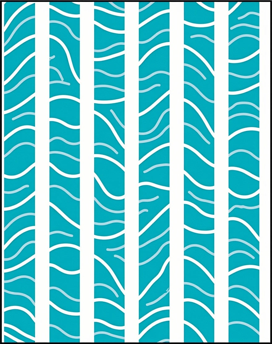 Teal White Striped Flowing Wave Rug