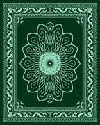 Emerald Teal Medallion Border Rug