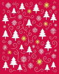 White Pine Tree Snowflake Swirl Red Design Rug