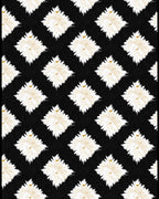White Feather Diamonds Black Background Rug
