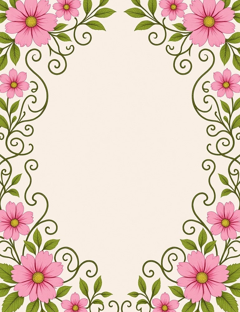 Vibrant Pink Daisy Swirl Border Rug