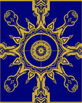 Royal Blue Gold Sunburst Medallion Rug