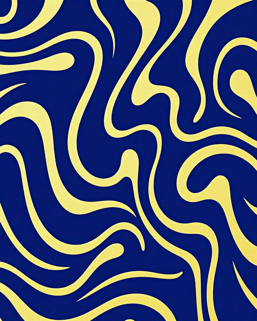 Deep Blue Swirl Abstract Rug