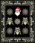 Black Cream Festive Santa Snowflakes Border Rug