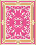 Hot Pink Ivory Floral Frame Rug