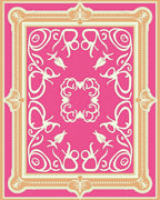 Hot Pink Ivory Floral Frame Rug