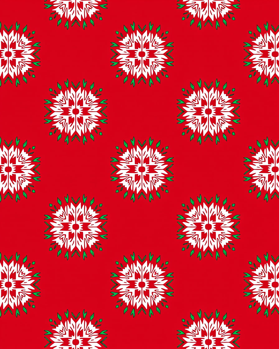 Crimson Snowflake Starburst Medallion Rug