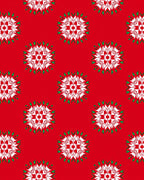 Crimson Snowflake Starburst Medallion Rug