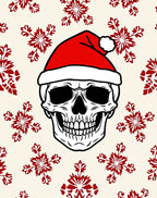 Festive Red Snowflake Poinsettia Skull Rug