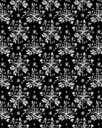 Black White Detailed Floral Garland Rug