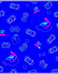 Retro Pink Blue Rectangles and Circles Rug