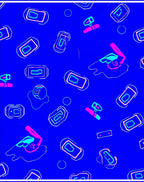 Retro Pink Blue Rectangles and Circles Rug