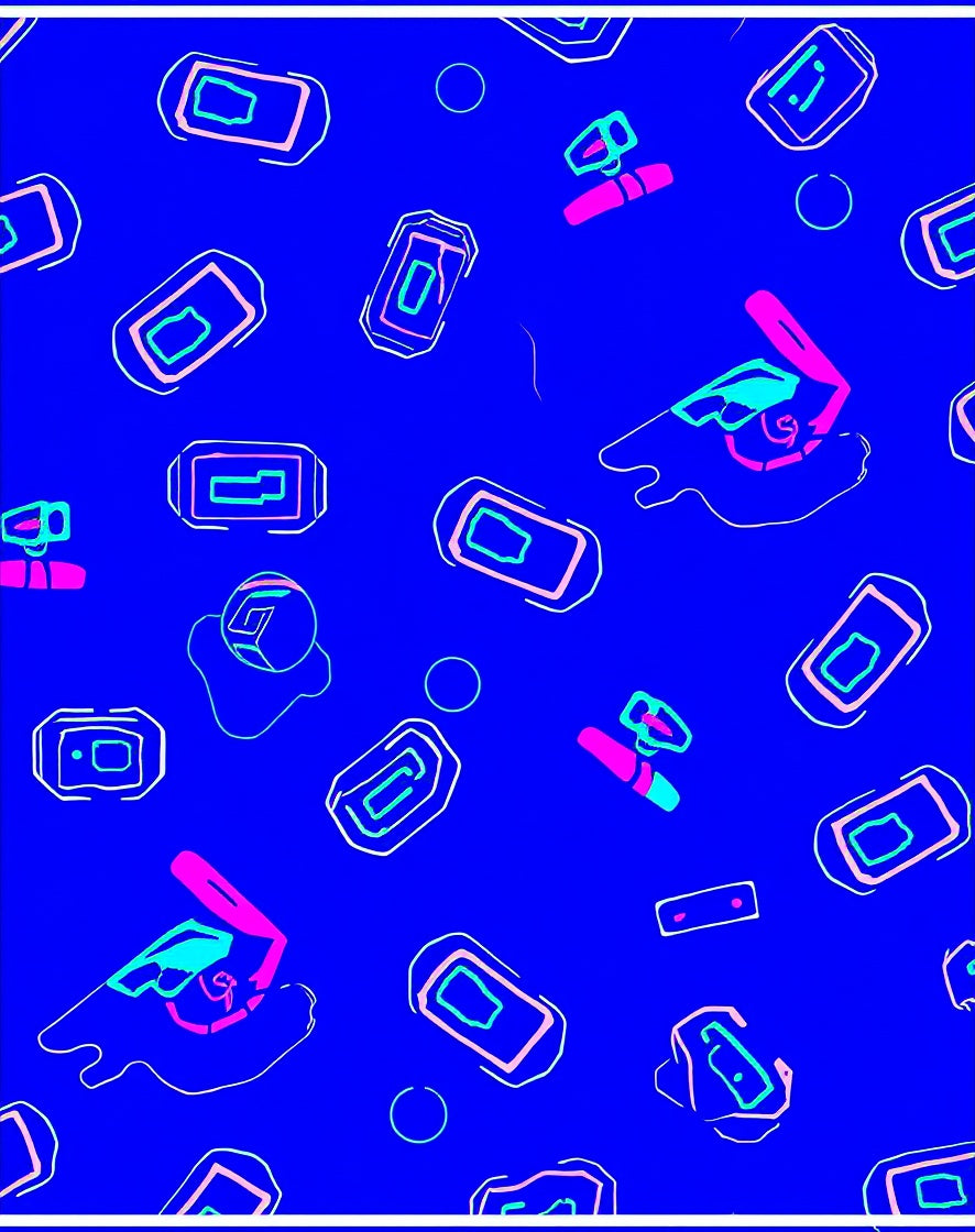 Retro Pink Blue Rectangles and Circles Rug