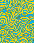 Yellow Blue Swirling Abstract Lines Rug