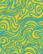 Yellow Blue Swirling Abstract Lines Rug