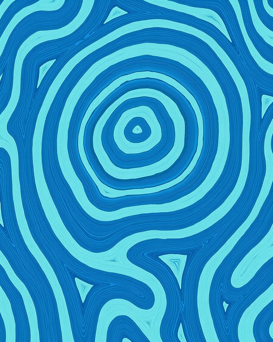 Abstract Blue Wave Contour Rug