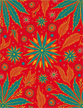 Red Teal Orange Bloom Garden Rug