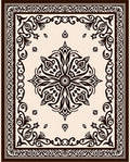 Dark Brown Centralized Floral Scrollwork Rug