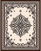 Dark Brown Centralized Floral Scrollwork Rug