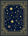 Cosmic Deep Blue Golden Stars Rug