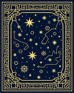 Cosmic Deep Blue Golden Stars Rug