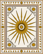 Golden Sun Burst Radial Medallion Rug