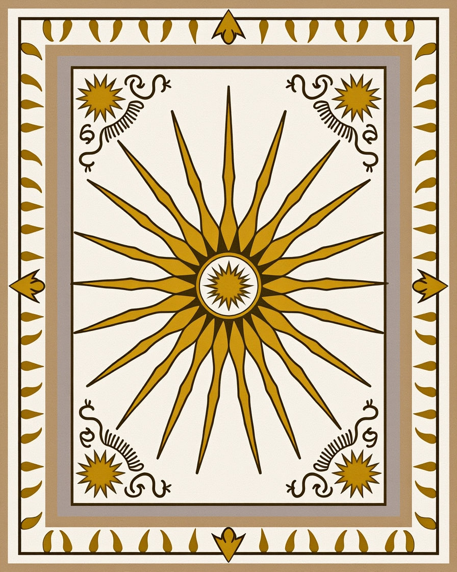 Golden Sun Burst Radial Medallion Rug