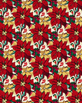Festive Red Poinsettia Floral Rug